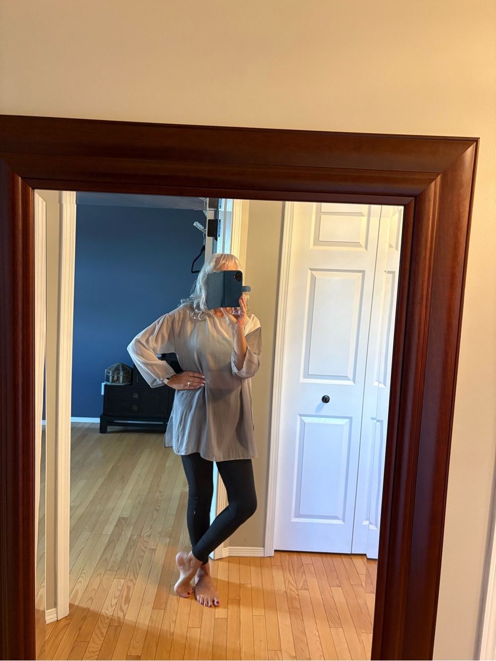 Eileen Fisher Sheer ombré grey blouse
